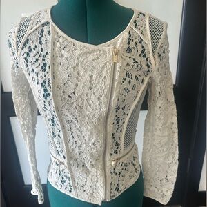 Miss Sixty white lace zip jacket size small
